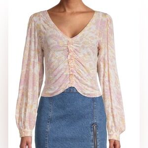 Runched Floral Top Free People New with Tags